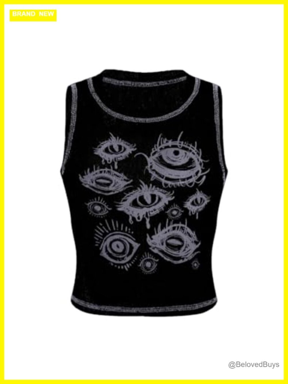 Y2K Gothic Graphic Tank Top Crop Top Sleeveless Rib Knit Slim Fit